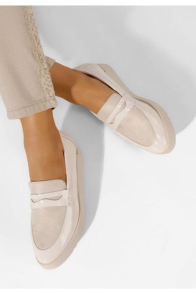 B T Shoes Mocasini cu talpa groasa Elliot bej