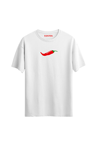 Eastek تي شيرت مطبوع عليه فلفل كابيا أحمر