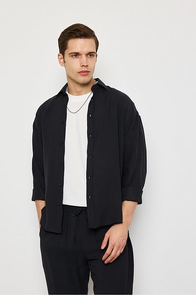 İLKCET MODA Ανδρικό πουκάμισο Oversize Modal Fabric Premium