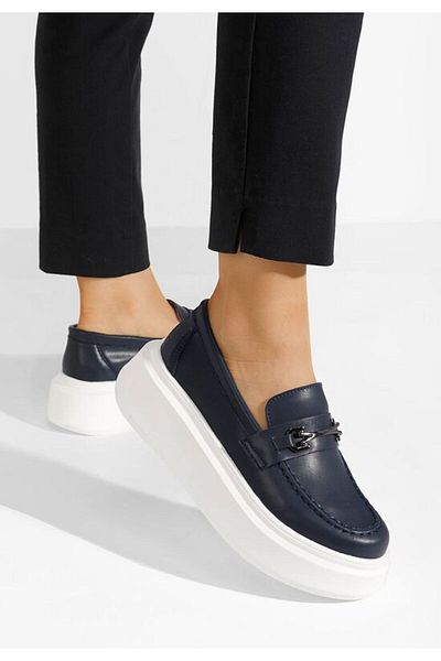 B T Shoes Mocasini piele naturala Baelia navy