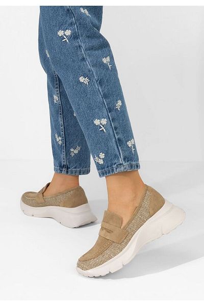 B T Shoes Mocasini cu platforma Almata kaki