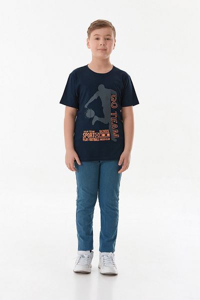 Fulla Moda 100% Cotton Football Player Printed Crew Neck Boy's T-Shirt