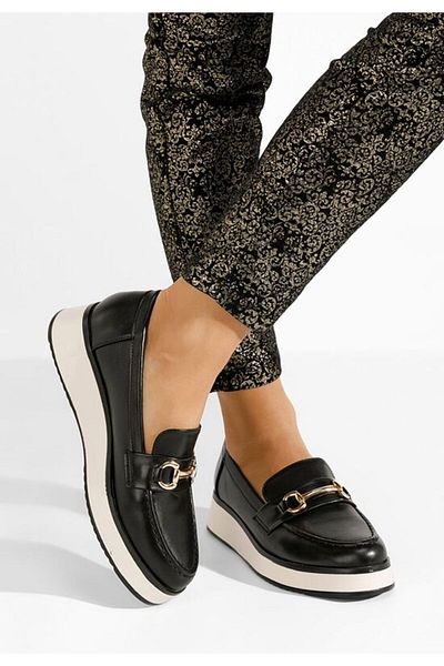 B T Shoes Mocasini cu talpa groasa Dianna negri