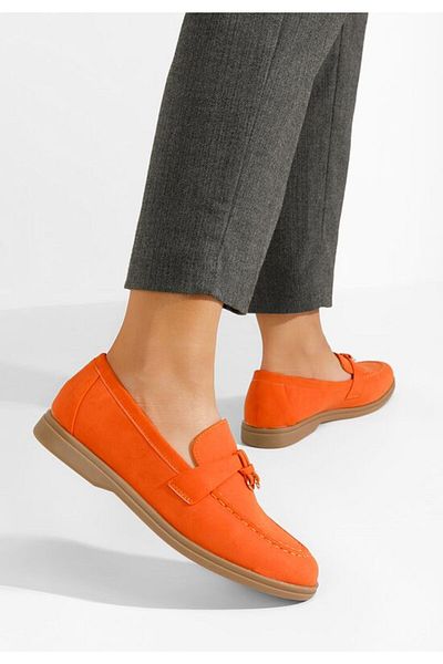 B T Shoes Women's Helerina orange loafers