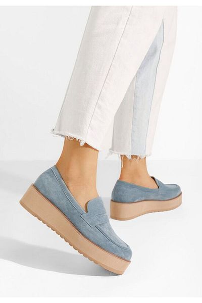 B T Shoes Mocasini cu platforma Leondra V2 albastri
