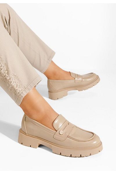B T Shoes Airesa khaki thick-soled loafers