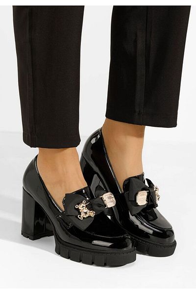B T Shoes Pantofi cu toc gros Breva V4 negri