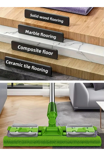 Sleepy Easy Clean Mop Sweeper Kit (Support + Stick + 2 Dry Cloths) – Versatile Cleaning for All Floor Types