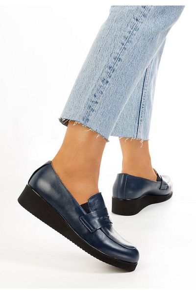 B T Shoes Mocasini cu talpa groasa Gessi albastri