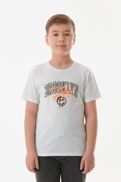 Fulla Moda Αγορικό μπλουζάκι από 100% βαμβάκι Brooklyn Text Printed