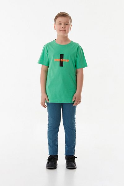 Fulla Moda Μπλουζάκι για αγόρι από 100% βαμβάκι με στάμπα με κείμενο στο μπροστινό και πίσω μέρος