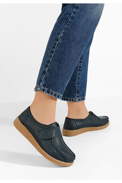 B T Shoes Mocasini piele naturala Milanka navy