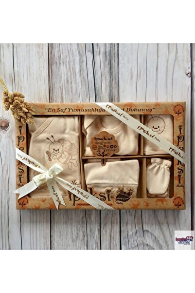 Genel Markalar Organik Bebek 8 Parça Hastane Çıkış Seti Unisex Sütlü Kahve ipeksi baby