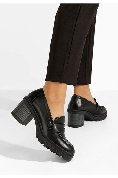 B T Shoes Jacquline black heeled loafers