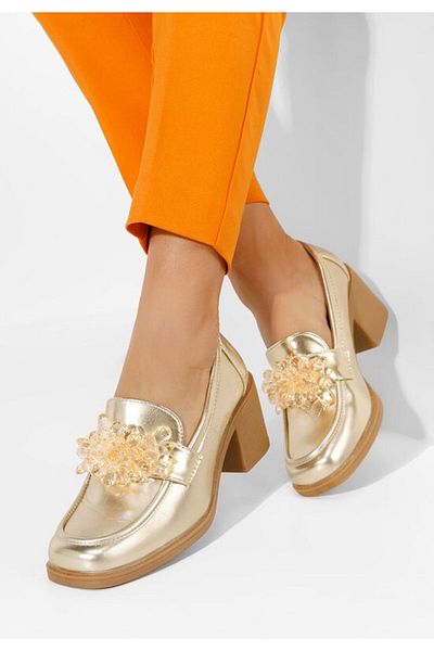 B T Shoes Ermela gold heeled loafers