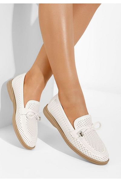 B T Shoes Mocasini de vara dama Morvana V3 albi
