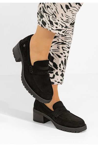 B T Shoes Mocasini cu toc Viaole negri