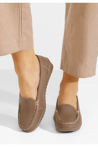 B T Shoes Women's leather loafers Storia V2 khaki