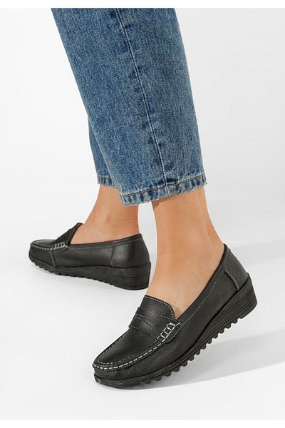 B T Shoes Mocasini piele naturala Valmera V2 negri
