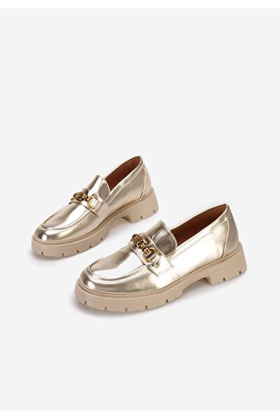 B T Shoes Mocasini cu talpa groasa Catriela aurii