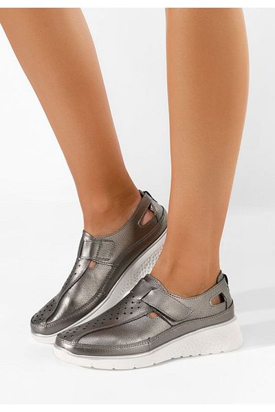 B T Shoes Mocasini cu talpa groasa argintii Kalivia