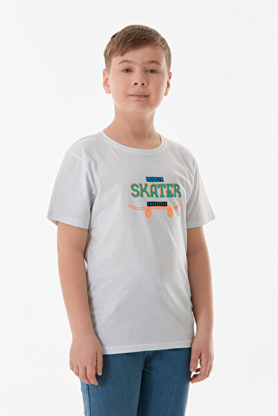 Fulla Moda Μπλουζάκι για αγόρι με στάμπα 100% βαμβακερό Skater Text