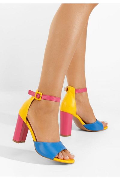 B T Shoes Sandale cu toc gros Zandra multicolore