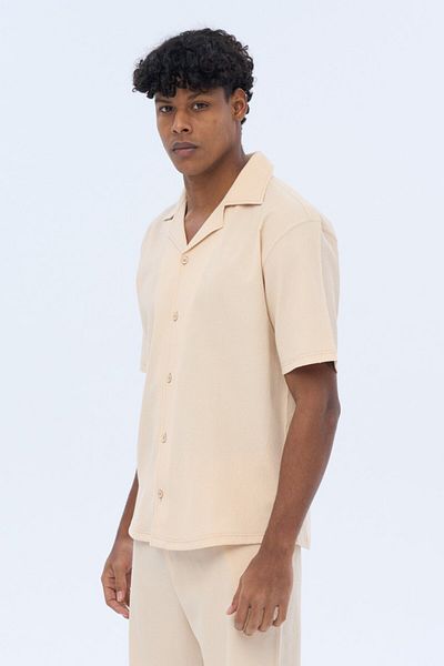 İLKCET MODA Cămașă casual oversize cu mânecă scurtă pentru bărbați