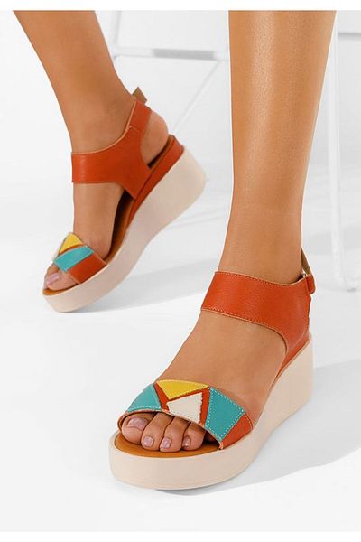 B T Shoes Sandale cu platforma piele Lauria portocalii