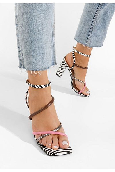 B T Shoes Kane zebra chunky heel sandals