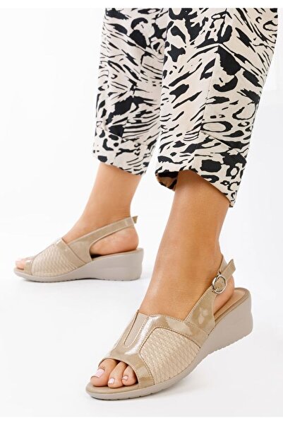 B T Shoes Sandale cu toc mic Agnita bej