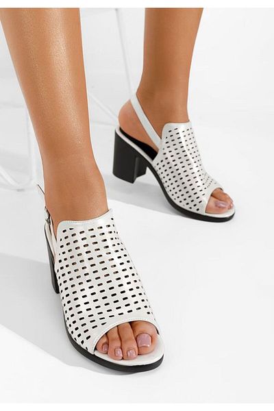 B T Shoes Ortella white chunky heel sandals