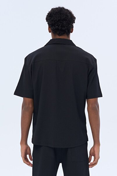 İLKCET MODA Ανδρικό κοντομάνικο oversize casual πουκάμισο