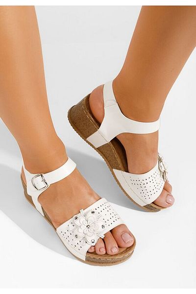 B T Shoes Sandale cu platforma Markia albe