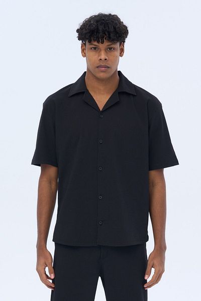 İLKCET MODA Ανδρικό κοντομάνικο oversize casual πουκάμισο