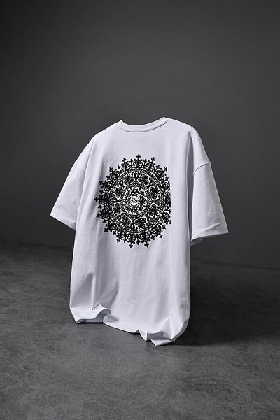 Slatra Λευκό Κεντημένο Oversize Ανδρικό T-shirt