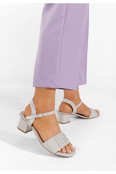 B T Shoes Gray Izara B chunky heel sandals