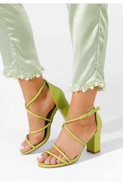 B T Shoes Sandale cu toc gros Zarila verzi