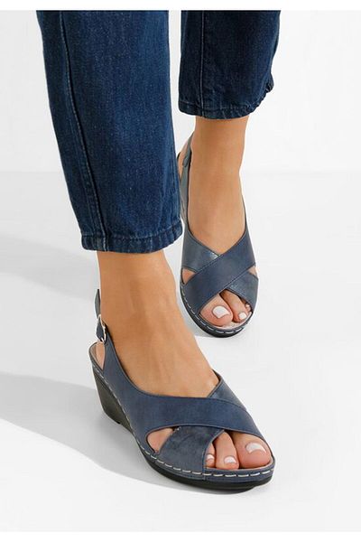 B T Shoes Sandale cu platforma Lutania navy
