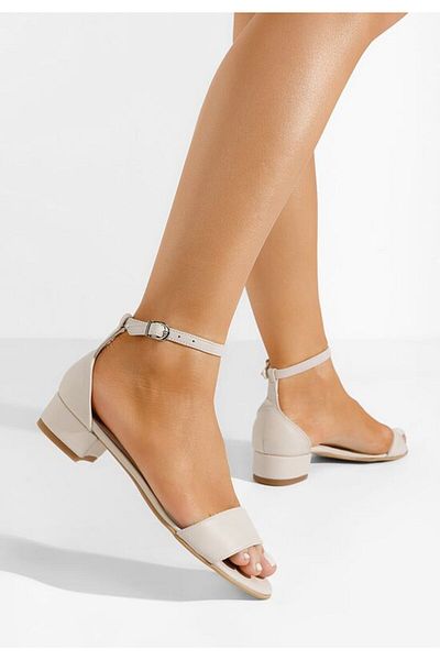 B T Shoes Sandale cu toc mic Amais V3 bej
