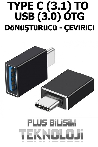 Plus Bilişim Type C Usb 3.1 to Usb 3.0 Otg, Type c to Usb Otg 3.0, Type C OTG Çevirici, Dönüştürücü, Adaptör Fast