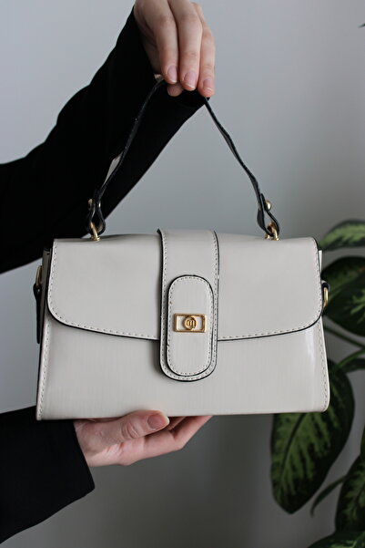 Mimoza Women's Beige Patent Leather Hand and Shoulder Bag