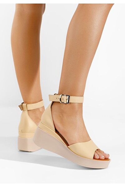 B T Shoes Sandale cu platforma piele Salegia bej