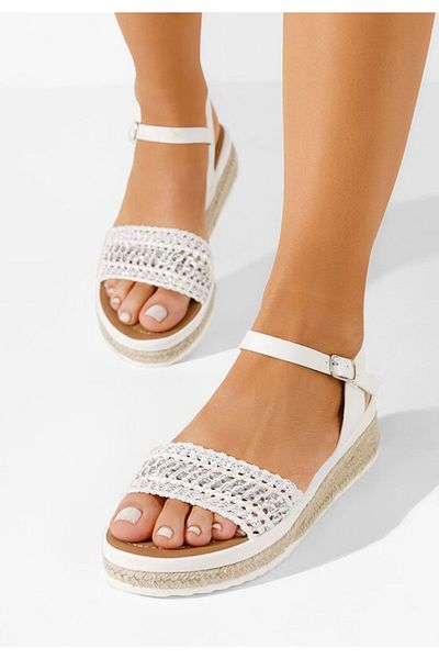 B T Shoes White Ergela thick-soled sandals