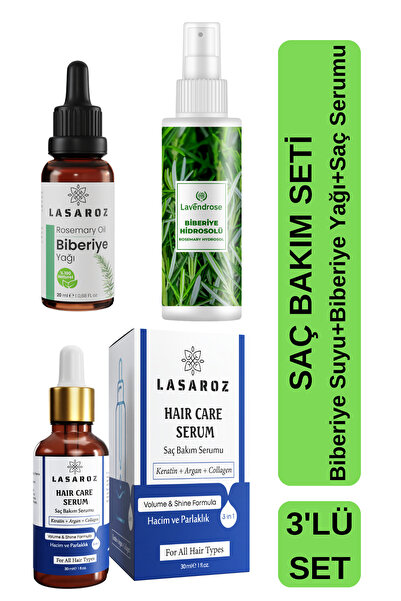 lasaroz Saç Bakım Seti Biberiye Yağı Biberiye Suyu Saç Bakım Serumu Saç Uzata...
