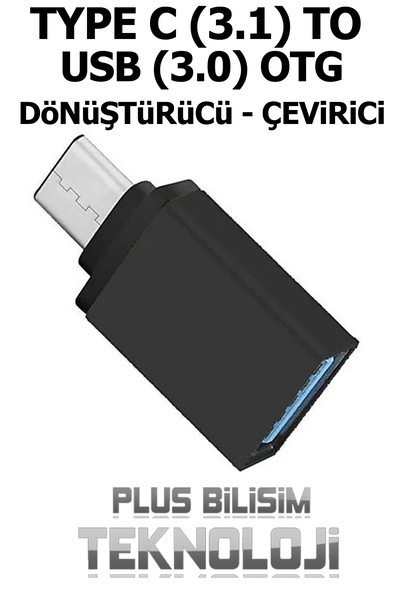 Plus Bilişim Type C Usb 3.1 to Usb 3.0 Otg, Type c to Usb Otg 3.0, Type C OTG Çevirici, Dönüştürücü, Adaptör Fast