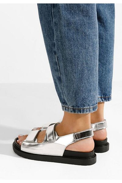B T Shoes Sandale cu talpa groasa Briane argintii