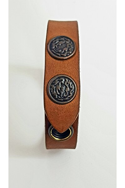 aysefe سوار من الجلد الطبيعي بسمك 2 سم مع أزرار كبس منقوشة