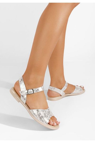 B T Shoes Sandale dama piele Viadana argintii