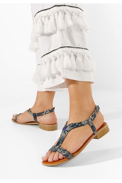 B T Shoes Sandale dama piele Nocella V4 multicolore